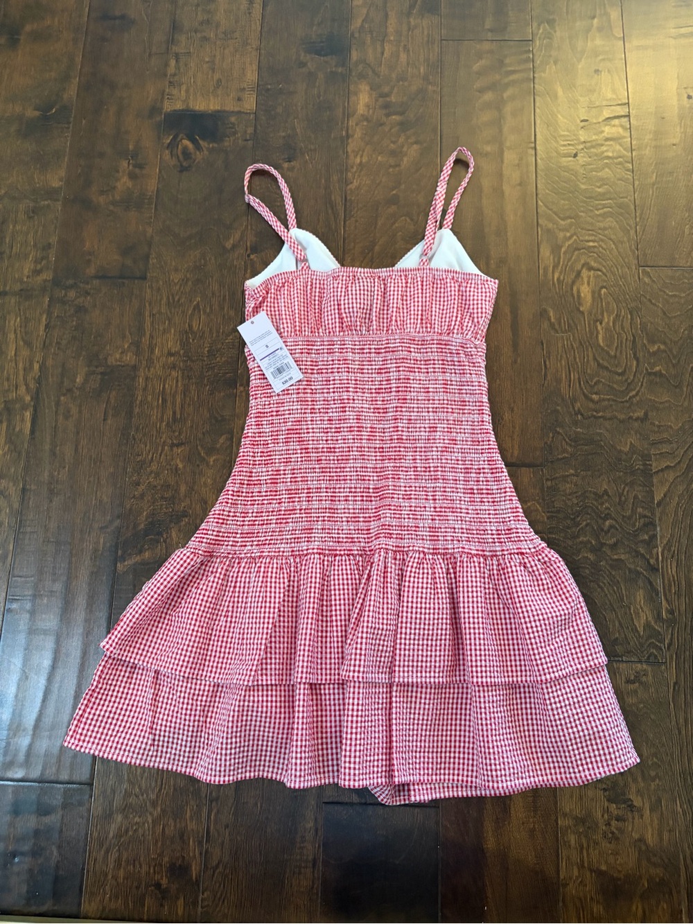 wild fable red Gingham Smocked Tiered Mini Dress - Picture 2 of 3